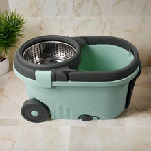 Ganesh Quick Spin Mop Steel Spin, Bucket Floor Cleaning, Easy Wheels & Big Bucket, Floor Cleaning Mop With Bucket, 2 Micro fiber head / Refill - dailyneed.life