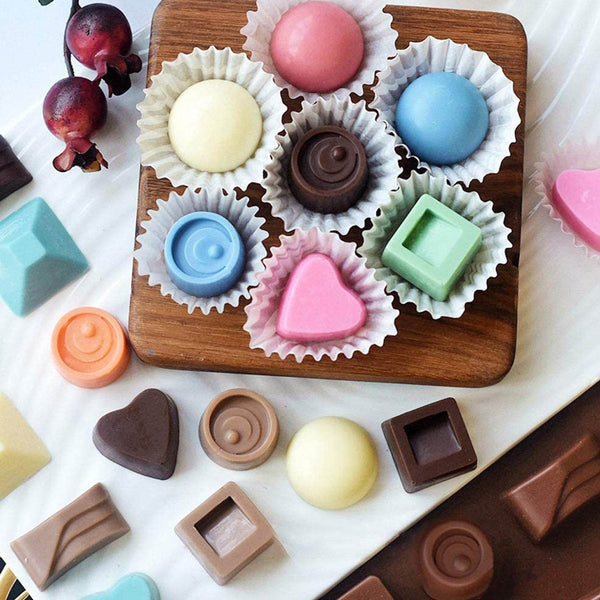 Silicone Food Grade Reusable Non-Stick Multi Shape 15 Cavity Chocolate Mold, Diwali - dailyneed.life