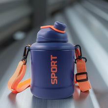 Sports Vacuum Bottle with Shoulder Strap 1 Pc Stylish Mix Design & Size - dailyneed.life
