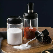 Clear Glass Spice Jar with Integrated Spoon & Airtight Lid (250ml Approx) - dailyneed.life
