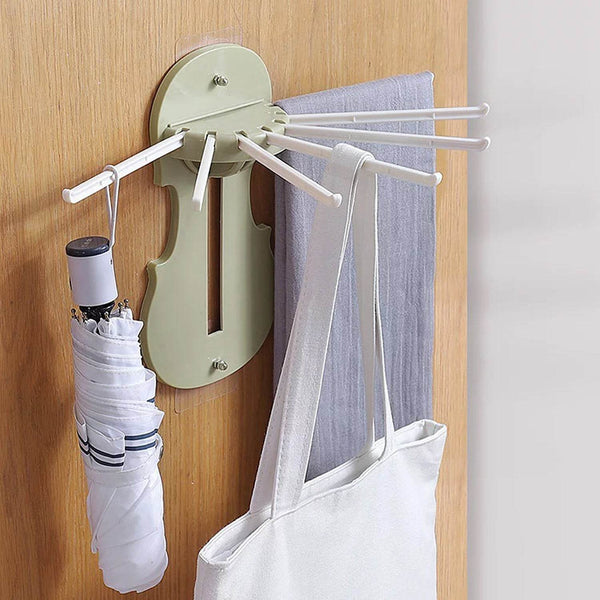 Plastic 7-in-1 Multifunction Retractable Wall-Mounted Pull-Out Hanger Rack Without Punching Hooks Up for Kitchen Bathroom - dailyneed.life
