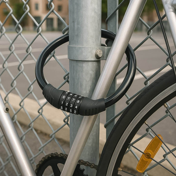 Bike Lock Cable Resettable Cable Lock - Self Coiling 4 Digit Combination Bike Lock - dailyneed.life