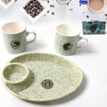 Ceramic Tea/Coffee Cup Set - Alpino 3-Piece with 2-Compartment Serving Platter (BPA-Free) - dailyneed.life
