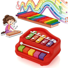 2 in 1 Baby Piano Xylophone Toy for Toddlers, 5 Multicolored Key Keyboard Xylophone Piano, Preschool Educational Musical Learning Instruments Toy for Baby Kids Girls Boys 3+ Years (1 Pc) - dailyneed.life