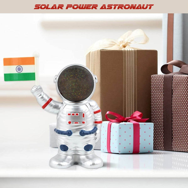 Solar Power Astronaut Ornament Moving Hand with Indian Flag (1 Pc) - dailyneed.life