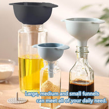 3 in 1 Kitchen Funnel Set of 3, Funnel for Filling Bottle, Small Canning Funnel with Handle, Food Grade Plastic Funnel with Detachable Strainer Filter for Liquid, Dry Ingredients, and Powder - dailyneed.life