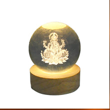Ganpati 3D Crystal Ball lamps With Wood Base - dailyneed.life