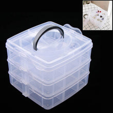 3-Tier 18 Sections Transparent Stackable Adjustable Compartment Slot Plastic Craft Storage Box - dailyneed.life