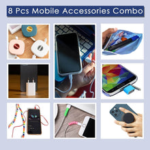 8Pcs Mobile Accessories Combo In Zip Printed Pouch Bag - dailyneed.life