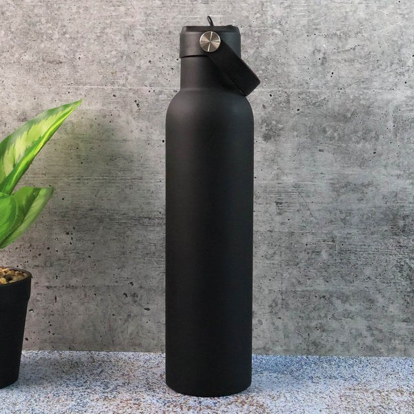 Stainless Steel Water Bottle with Carry Strap & Built-In Straw 1000ML Approx (1 Pc) - dailyneed.life