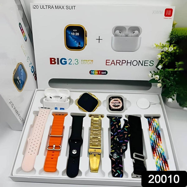 10 in 1 Set Ultra 2 Smart Bluetooth Calling Smart watch + Earphones with Transparent Screen Guard Watch with Seven Classic Straps (Mix Color) - dailyneed.life