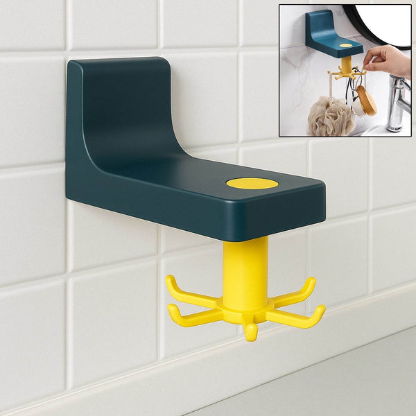 360 Degree Rotating Self Adhesive Plastic Wall Hook Hanger; Multifunctional Hanger with 6 Heavy Duty Claw Hooks - dailyneed.life