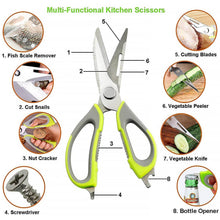 Multi-Purpose Kitchen Shears with Magnetic Holder, Stainless Steel, Red Multifunction Heavy Duty and Kitchen Scissors - dailyneed.life
