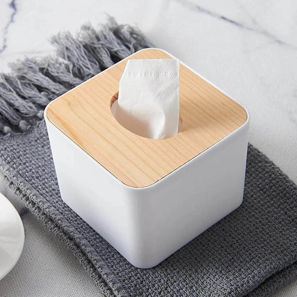 Tissue Box Desktop Stand Bamboo Tissue Cover Box Rectangular Paper Towel Holder Removable Tissue Dispenser for Bathroom Vanity Countertop Bedroom Car Holder Paper Towels Dispenser (1 Pc ) - dailyneed.life