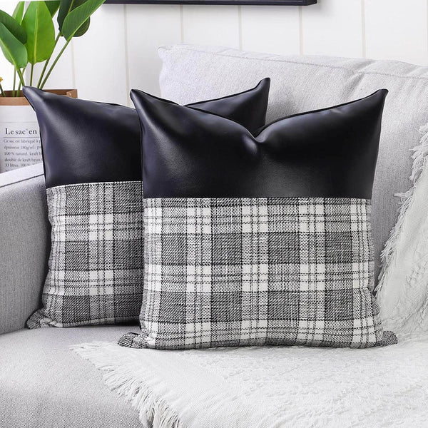 Pillow Covers Cushion Cases Soft Leather and Cotton (23 × 22 Inch / 1 Pair / 2 Pc) - dailyneed.life