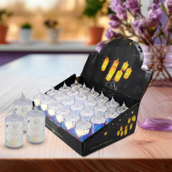 24 Pc Flameless and Smokeless Decorative Melting Candles LED Tea Light, Diwali - dailyneed.life