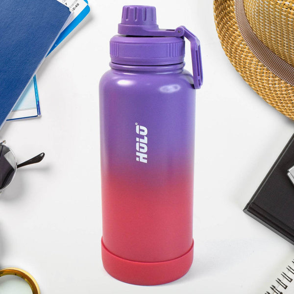 Two Tone Pink Stainless Steel Water Bottle | Copper Coated Vacuum Insulation | Powder Coated | Secure Grip | Leakproof Easy Pour Cap (1000ml) - dailyneed.life