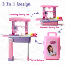 Big Beauty Set Suitcase On Wheel, The Ultimate Beauty Set On Wheels for Girls, Makeup Kit is Easy to Clean & Use, Portable Beauty Set with 25 Pieces for 3 Years BIS Approved. (Beauty Set Trolley) - dailyneed.life