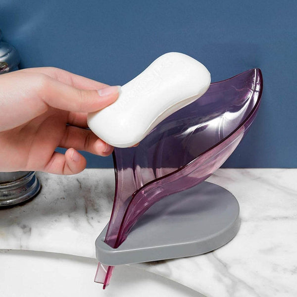 Soap Tray self draining Leaf soap Box Storage soap Box Rack Leaf Laundry soap Box with Suction Cup, Suitable for Bathroom and Kitchen Plastic Tray Rack (1 Pc) - dailyneed.life