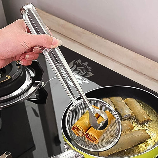 2In1 Stainless Steel Filter Spoon with Clip Food Kitchen Oil-Frying Multi-Functional - dailyneed.life