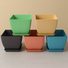 Trendy Square Plastic Flower Pots Set of 5 - dailyneed.life