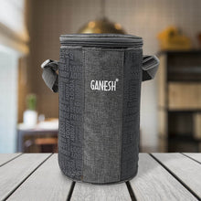 Ganesh 4In1 Tiffin Box-Lunch Box | 3 Stainless Steel Containers 300 Ml Approx & Plastic Salad Container 200 Ml Approx| Plastic lid Box | Round Zip Bag | Leak Proof | Microwave Safe for Office, College and School for Men, Women  - dailyneed.life