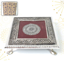 Silver - Square Pooja Chowki Patla / Bajot (20×20 CM / 1 Pc) - dailyneed.life