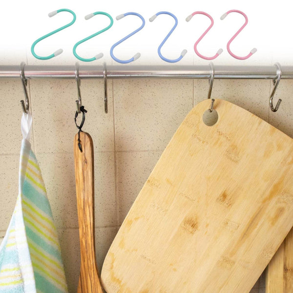 S Shape Metal Hooks for Hanging, Heavy Duty S Shaped Hooks for Hanging Clothes, Metal Hooks for Kitchen, Wardrobe, Work Shop, Bathroom, Garden, Office (6 Pcs Set) - dailyneed.life