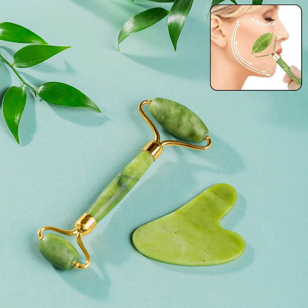 Jade Roller & Gua Sha Set – Natural Face Massager for Anti-Aging, Glowing Skin & Face Shaping (1 Pc) - dailyneed.life