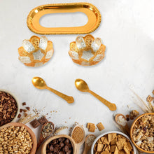 5in1 Gold Silver Plated 2 Bowl 2 Spoon Tray Set Brass with Red Velvet Gift Box Serving Dry Fruits Desserts Gift - dailyneed.life