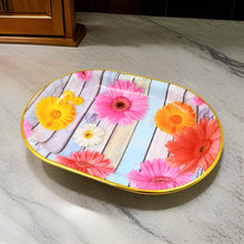 Plastic Flower Printed Design Serving Tray (3 Pcs Set / Mix Color) - dailyneed.life