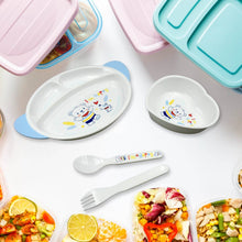 5in1 Baby Feeding Set for Kids and Toddlers,Children Children Dinnerware Set - Feeding Set for Kids, Cartoon Design Plate, Cup, Spoon, Fork Tableware Cutlery for Kids Microwave (5 Pcs Set) - dailyneed.life