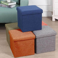 4986 Living Room Cube Shape Sitting Stool with Storage Box. Foldable Storage Bins Multipurpose Clothes, Books, and Toys Organizer with Cushion Seat. (Mix Color) - dailyneed.life