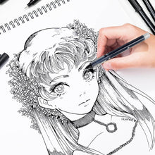 Large Black Roller ball Pens / Gel Pen Set Drawing Writing Pen 0.5 mm (12 Pcs Set) - dailyneed.life