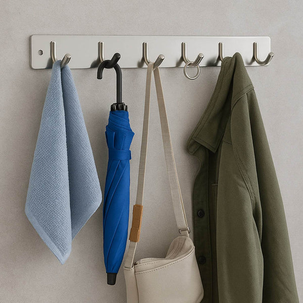 Stainless Steel Wall Mounted Coat 6 Hook Rack (32x3 / 1Pc) - dailyneed.life