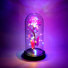 LED Decorative Rose with Butterfly in Transparent Plastic Dome (1 Pc / Battery Not Included) - dailyneed.life