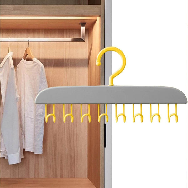 Plastic Organizer Hanger 360 Degree Rotatable Clothes Multifunctional with 8 Hooks Heavy Duty Clothing Tank Top Belt Towel Drying Rack Holder (1 pc) - dailyneed.life