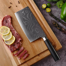 Stainless Steel Chef Damascus Cleaver Vegetable Knife with Plastic Handle & Cover, Multipurpose Use for Kitchen or Restaurant (12 Inch) - dailyneed.life