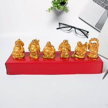 Golden Laughing Buddha Set Of Six Pieces Statue For Happiness, Wealth & Good luck Decor For Wealth and Success (6 Pcs Set) - dailyneed.life