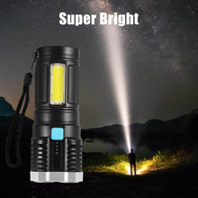 Multifunctional Strong 4 LED Torch Light, Portable Rechargeable Flashlight Long Distance Beam Range 800 Lumens COB Light 4 Mode Emergency for Hiking, Walking, Camping (4 LED Torch) - dailyneed.life