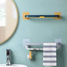Wall-Mounted Double Bar Towel Holder with Hooks & Adjustable Folding Shelf - dailyneed.life