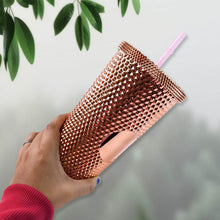 Studded Cup Tumbler Straw Lid - Plastic Double Walled Cold Cup for iced Coffee - dailyneed.life