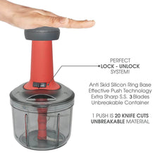 Matte Finish Hand Press Chopper with 3 Blades for Easy Vegetable & Fruit Chopping - dailyneed.life