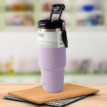 Stainless Steel Vacuum Insulated Coffee Cups Travel Mug With Straw (900 ML Approx / 1 Pc) - dailyneed.life