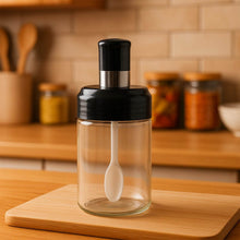 Clear Glass Spice Jar with Integrated Spoon & Airtight Lid (250ml Approx) - dailyneed.life