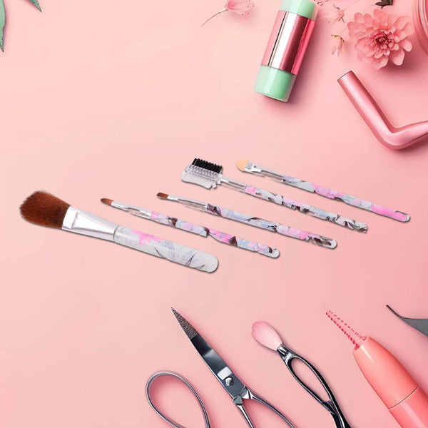 Floral Makeup Brush Set for Eyes, Lips, and Face (5 Pc) - dailyneed.life