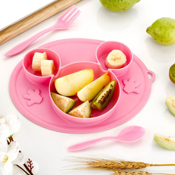 Silicon Micky Plate And 1 Spoon & 1 Fork Card Packing ( 1 Pc Product) - dailyneed.life