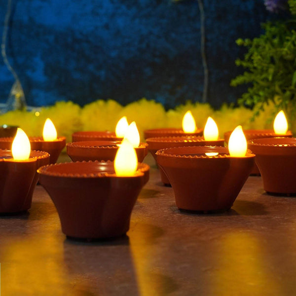 Water Sensor Diyas for Diwali Decoration, Diwali (12 Pcs Set) - dailyneed.life