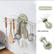 Plastic 7-in-1 Multifunction Retractable Wall-Mounted Pull-Out Hanger Rack Without Punching Hooks Up for Kitchen Bathroom - dailyneed.life