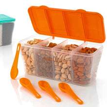 Kitchen Airtight 4-Section Storage Container / Pickle Jar with 4 Spoons (1 Pc / Mix Color) - dailyneed.life
